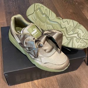 NIB Fenty by Rihanna x Puma green satin sneakers
